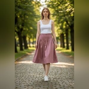 Women’s Smocked Waist Midi Skirt - Dusty Rose